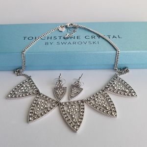 AUTHENTIC Swarovski Touchstone Shield Necklace & Earrings SET NIB